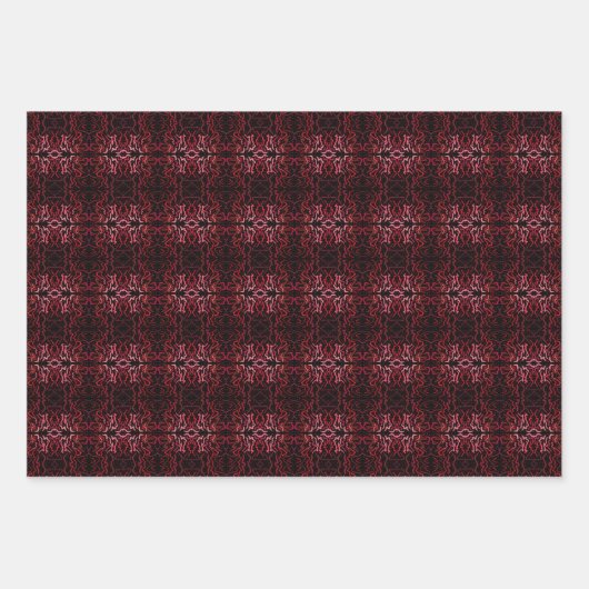 Pink And Red Dots And Squiggles Pattern On Black Geschenkpapier Set (Vorderseite 2)