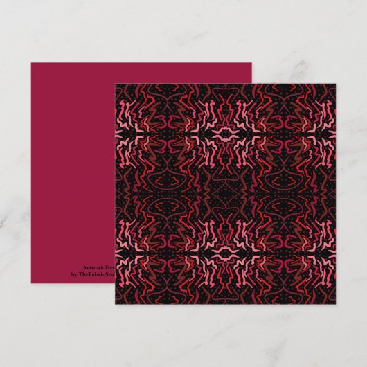 Pink And Red Dots And Squiggles Pattern On Black Karte (Vorne/Hinten)