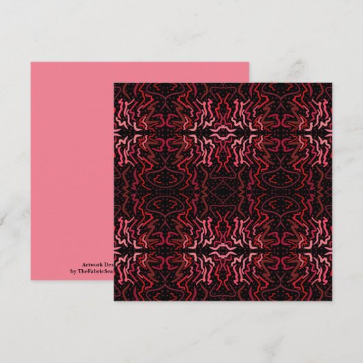 Pink And Red Dots And Squiggles Pattern On Black Karte (Vorne/Hinten)