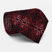 Pink And Red Dots And Squiggles Pattern On Black Krawatte (Gerollt)
