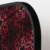 Pink And Red Dots And Squiggles Pattern On Black Pickleball Schläger (Linke Seite)