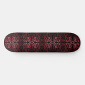 Pink And Red Dots And Squiggles Pattern On Black Skateboard (Horizontal)