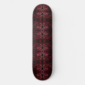 Pink And Red Dots And Squiggles Pattern On Black Skateboard (Vorderseite)