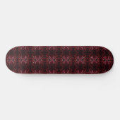 Pink And Red Dots And Squiggles Pattern On Black Skateboard (Horizontal)