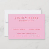 Pink and Red Elegant Classic Wedding RSVP Karte (Vorderseite)