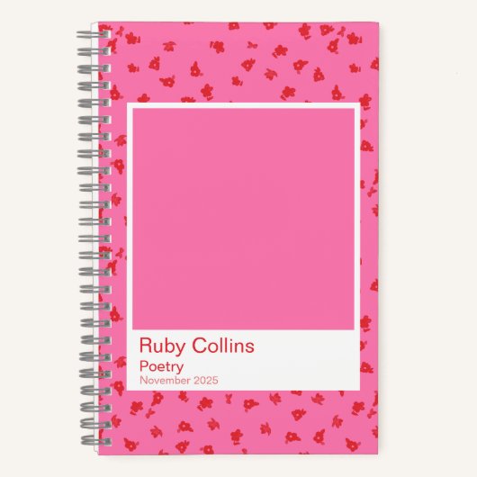 Pink and Red Floral Aesthetic Notebook Notizblock (Vorderseite)