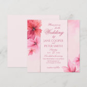 Pink and red flowers floral Wedding Invitation Einladung (Vorne/Hinten)