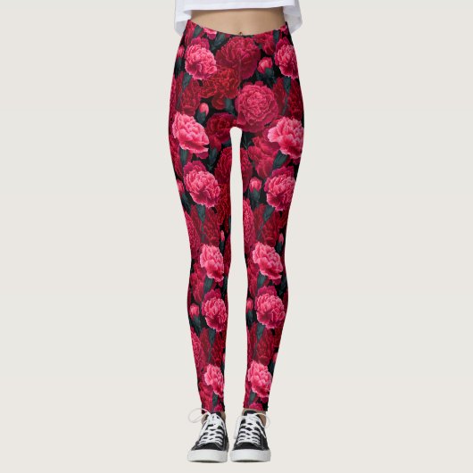Pink and Red Gym Carnation Fantasy Moms Mothers  Leggings (Vorderseite)