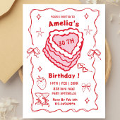 Pink and Red Heart Cake Birthday Any age Einladung