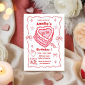 Pink and Red Heart Cake Birthday Any age Einladung