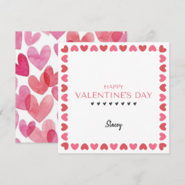 Pink and Red Heart Square Valentine Card