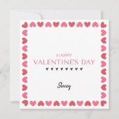 Pink and Red Heart Square Valentine Card (Vorderseite)