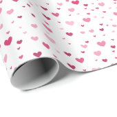 Pink and Red Hearts On White Geschenkpapier (Rolleneckpunkt)