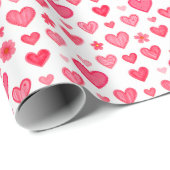 Pink and Red Hearts Valentine Geschenkpapier (Rolleneckpunkt)