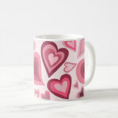 Pink and Red Layered Heart Pattern Kaffeetasse (VorderseiteRechts)