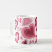 Pink and Red Layered Heart Pattern Kaffeetasse (Vorderseite Links)