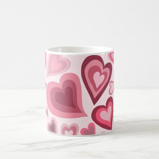Pink and Red Layered Heart Pattern Kaffeetasse (Mittel)