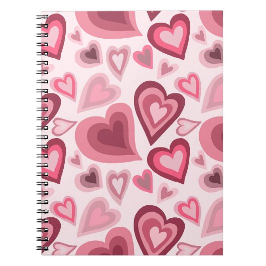 Pink and Red Layered Heart Pattern Notizblock (Vorderseite)