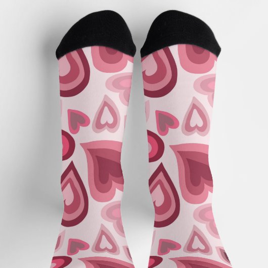 Pink and Red Layered Heart Pattern Socken (Oben)