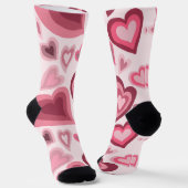 Pink and Red Layered Heart Pattern Socken (Gewinkelt)