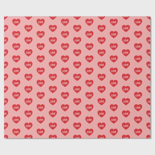 Pink And Red Love Hearts Patterned Geschenkpapier (Flach)