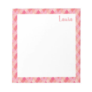 Pink and Red Patchwork Pattern Name Notizblock