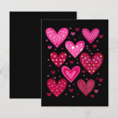 Pink and Red Patterned Hearts Mitteilungskarte (Vorne/Hinten)