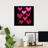 Pink and Red Patterned Hearts Poster (Heimbüro)