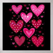 Pink and Red Patterned Hearts Poster (Vorne)