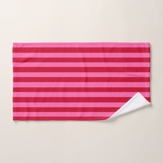 Pink and Red Peppermint Stripes Badhandtuch Set (Handtuch)