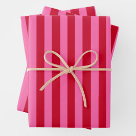 Pink and Red Peppermint Stripes Geschenkpapier Set