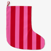 Pink and Red Peppermint Stripes Großer Weihnachtsstrumpf (Vorderseite)