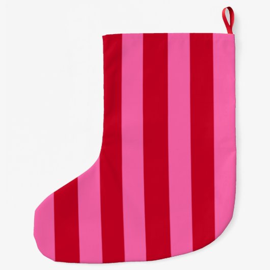 Pink and Red Peppermint Stripes Großer Weihnachtsstrumpf (Rückseite)