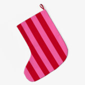 Pink and Red Peppermint Stripes Großer Weihnachtsstrumpf (Rückseite (Hängend))