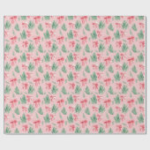 Pink and red ribbon and green sprig geschenkpapier (Flach)