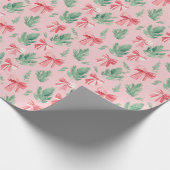 Pink and red ribbon and green sprig geschenkpapier (Ecke)