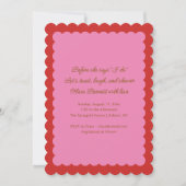 Pink and Red Scalloped Edge Bridal Shower Einladung (Vorderseite)
