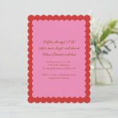 Pink and Red Scalloped Edge Bridal Shower Einladung (Stehend Vorderseite)