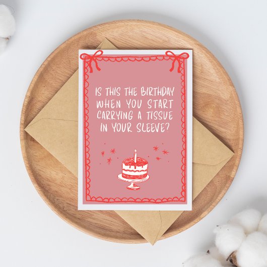 Pink and Red Sketch Bows & Cake Funny Adult Karte