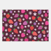 Pink and red strawberry pattern floral  geschenkpapier set (Vorderseite 3)