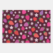 Pink and red strawberry pattern floral  geschenkpapier set (Vorderseite)
