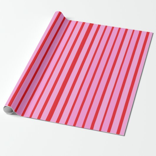 Pink and Red Stripes  Geschenkpapier (Ungerollt)