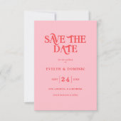 Pink and Red Typography Retro Modern Wedding Save The Date (Vorderseite)