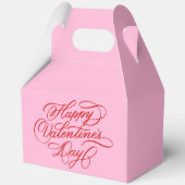 Pink and Red Valentines Day Calligraphy Geschenkschachtel (Rückseite)