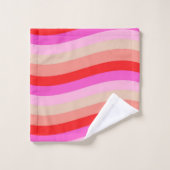 Pink and Red Wavy Stripes Bright Valentine's Day Badhandtuch Set (Waschlappen)