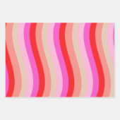 Pink and Red Wavy Stripes Bright Valentine's Day Geschenkpapier Set (Vorderseite 3)