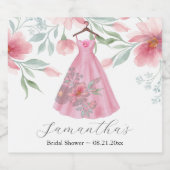 Pink and Sage Blue Floral Bridal Shower Themes Schaumweinetikett (Einzelnes Label)