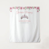 Pink and Silver Mis Quince Quinceañera Backdrop Wandteppich (Vorderseite)