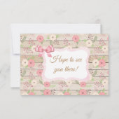 PInk and tan Rustic Wood Floral Wedding RSVP Karte (Rückseite)