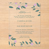 Pink and Teal Green Branch Islamic Muslim Wedding Acryleinladungen (Vorderseite)